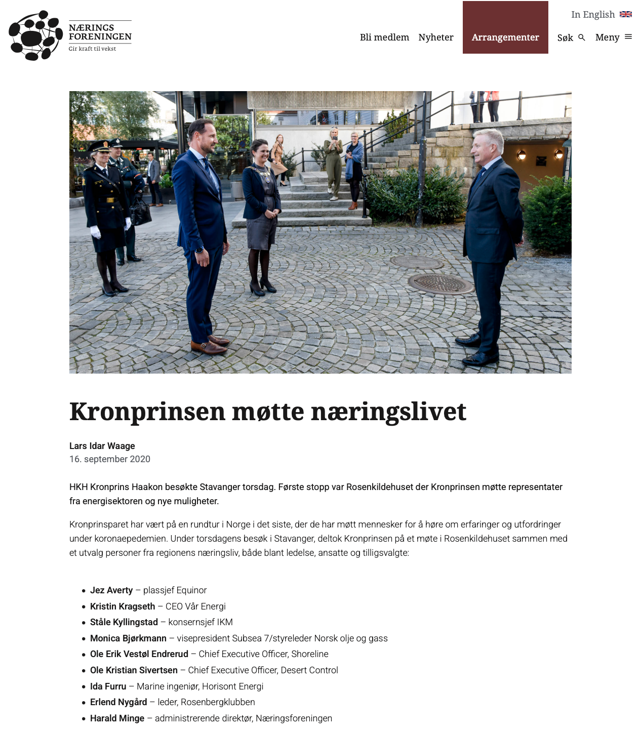 kronprinsen møtte næringslivet september 2020